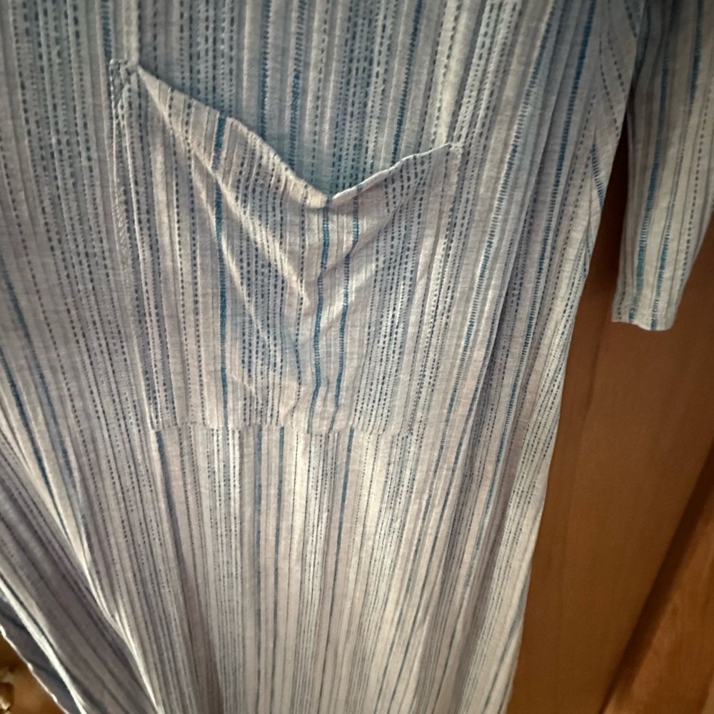 LuLaRoe light weight long open cardigan/duster, multi color blue gray - Picture 3 of 5